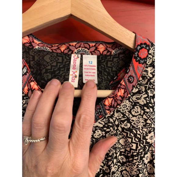 Japna Kids Size 12 Racer Back Orange and Black Print Dress For Summer EUC CUTE - Picture 3 of 3